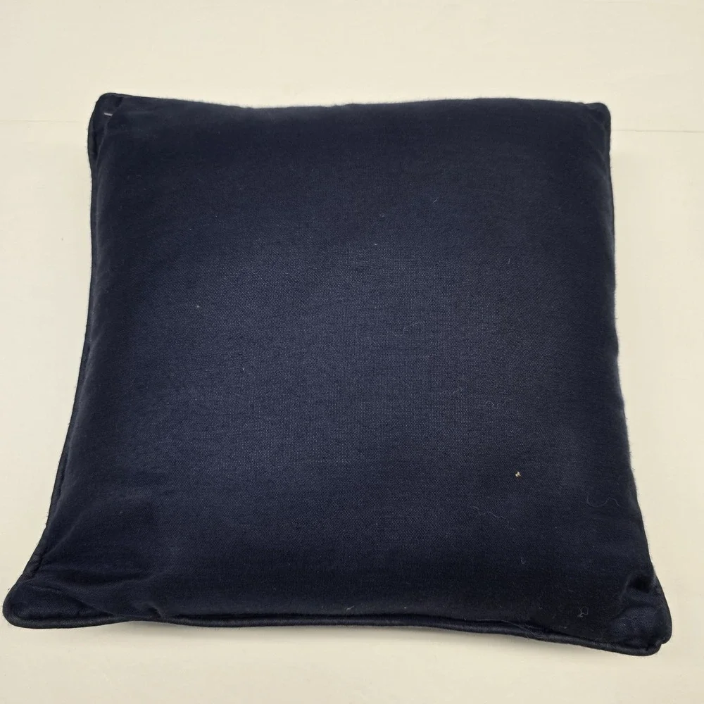 Vintage 90s Tapestry Bless Our Home Twelve Month Calendar Throw Pillow Navy Back